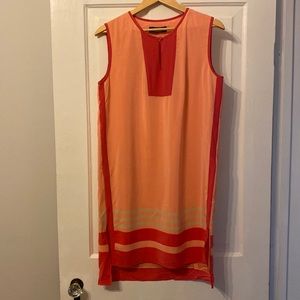100% Silk Pink Coral Shift Dress